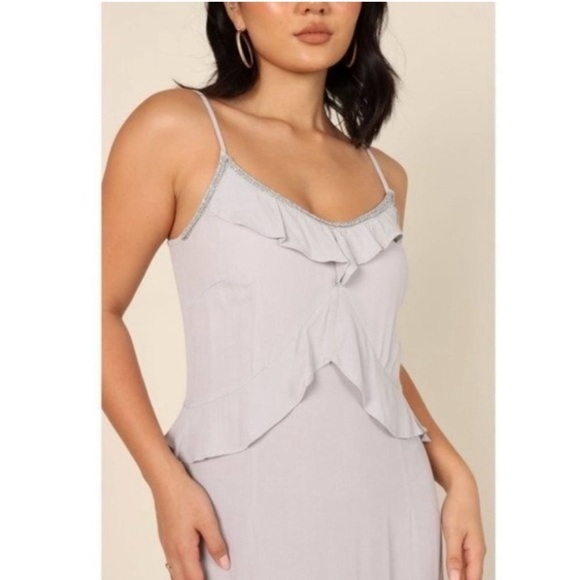 NWT Lovestitch X Petal & Pup | NEW Tanya Beaded Maxi Dress in Grey Size L - Picture 2 of 16